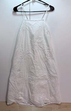 Cabi Dress Size XS White Cotton Embroidered Sea Shell Maxi Dress